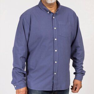Oxford Button Down Men's Shirt Garment Dye Blue